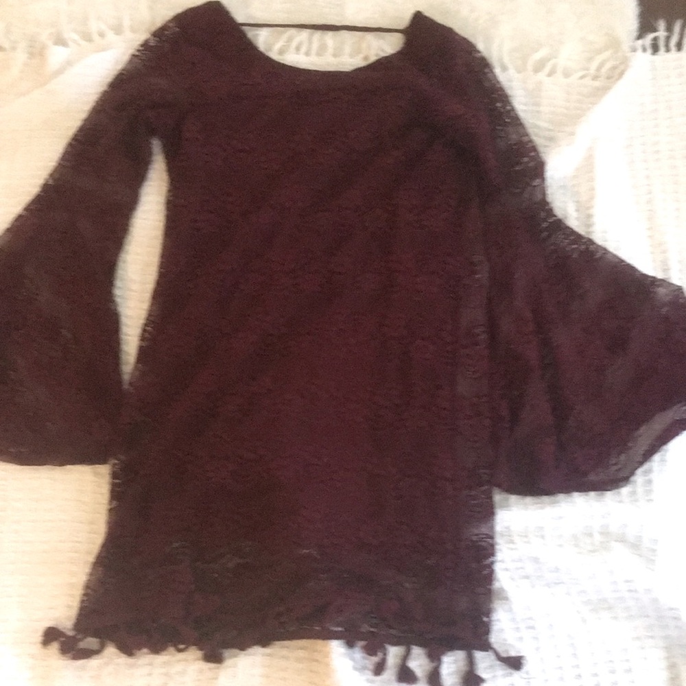 Jelly Renée Lacey  Dress Burgundy Size XS